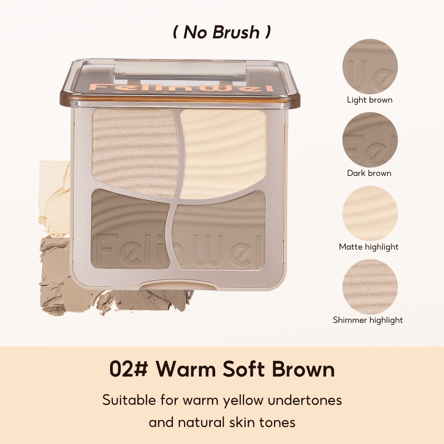 FelinWel 4 Farben Highlighter Contour Palette Makeup 3D Bronzer Matte Contour Powder 