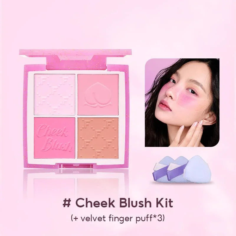 FelinWel 4-Shade Blush Palette – Buildable Matte Finish, Vegan