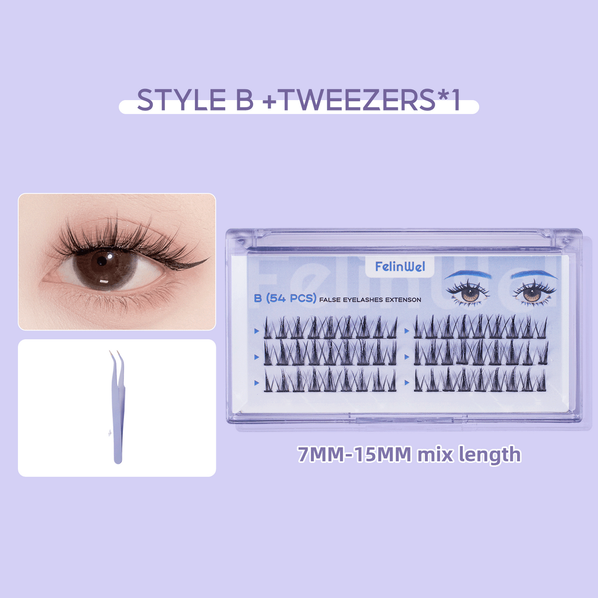 FelinWel Falsche Cluster-Wimpern Künstliche Cluster-Wimpern für die DIY-Wimpernverlängerung 