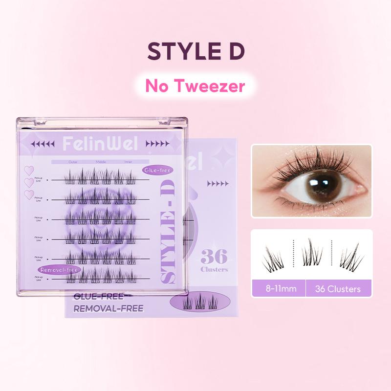 FelinWel Glue-free Cluster Eyelash Extensions Self-adhesive Remover-free Reusable