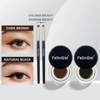 FelinWel 2-Farben-Gel-Eyeliner- und Augenbrauen-Set mit 2 Pinseln, wasserfest, wischfest 