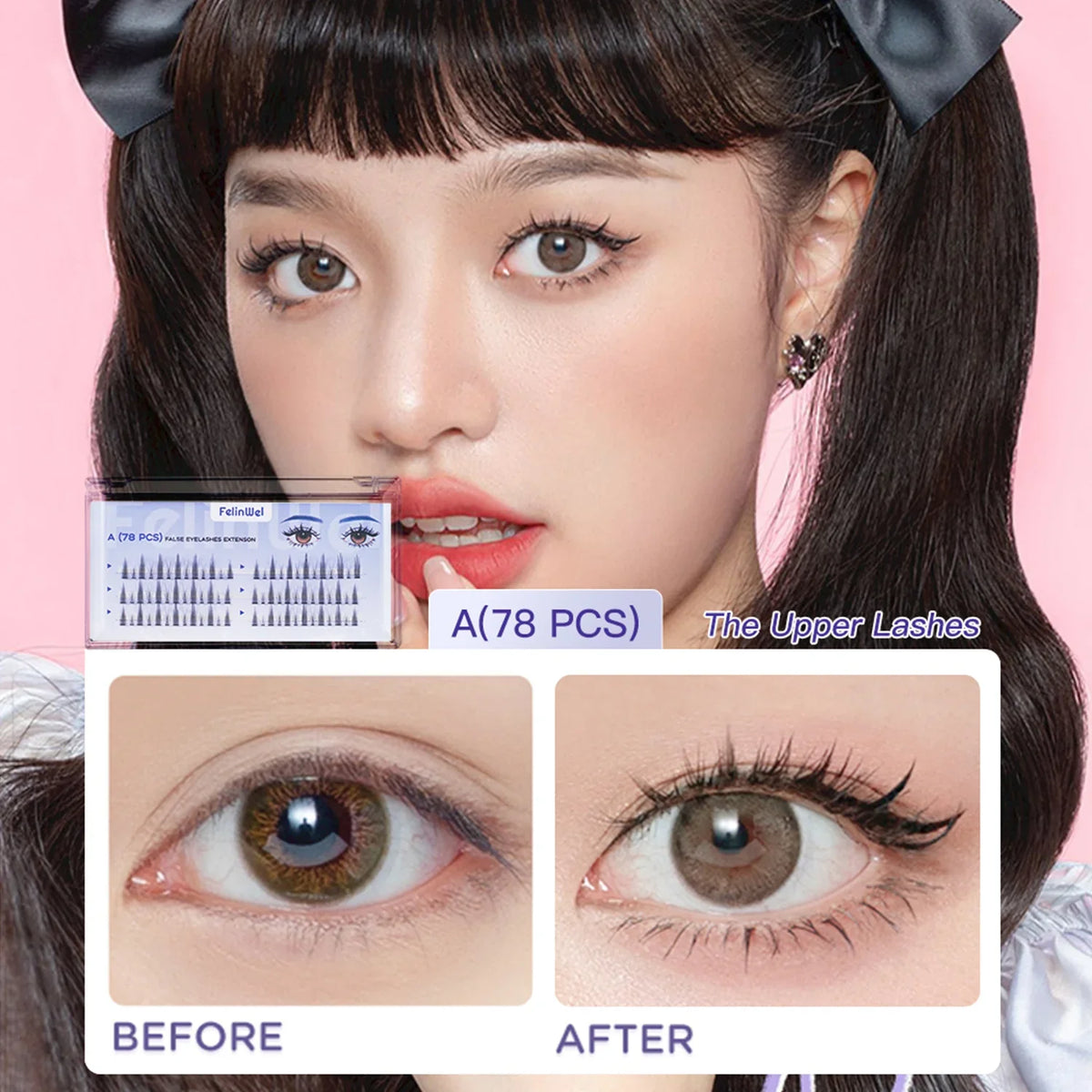 FelinWel Falsche Cluster-Wimpern Künstliche Cluster-Wimpern für die DIY-Wimpernverlängerung 