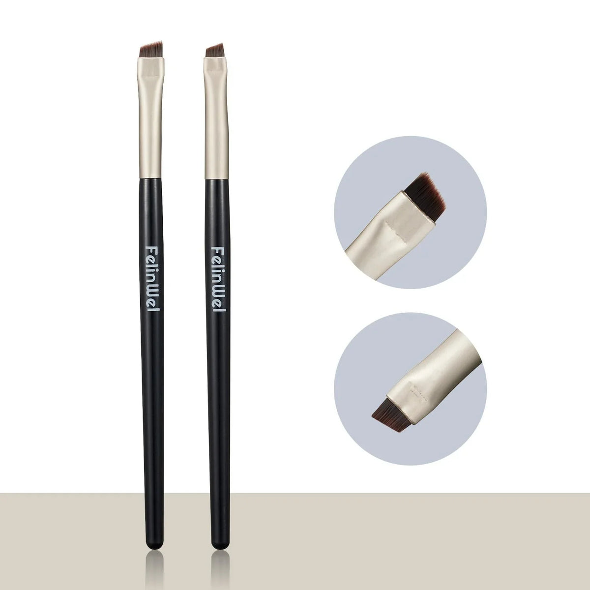 FelinWel 2 Stück abgewinkelte Eyeliner- und Augenbrauen-Make-up-Pinsel 