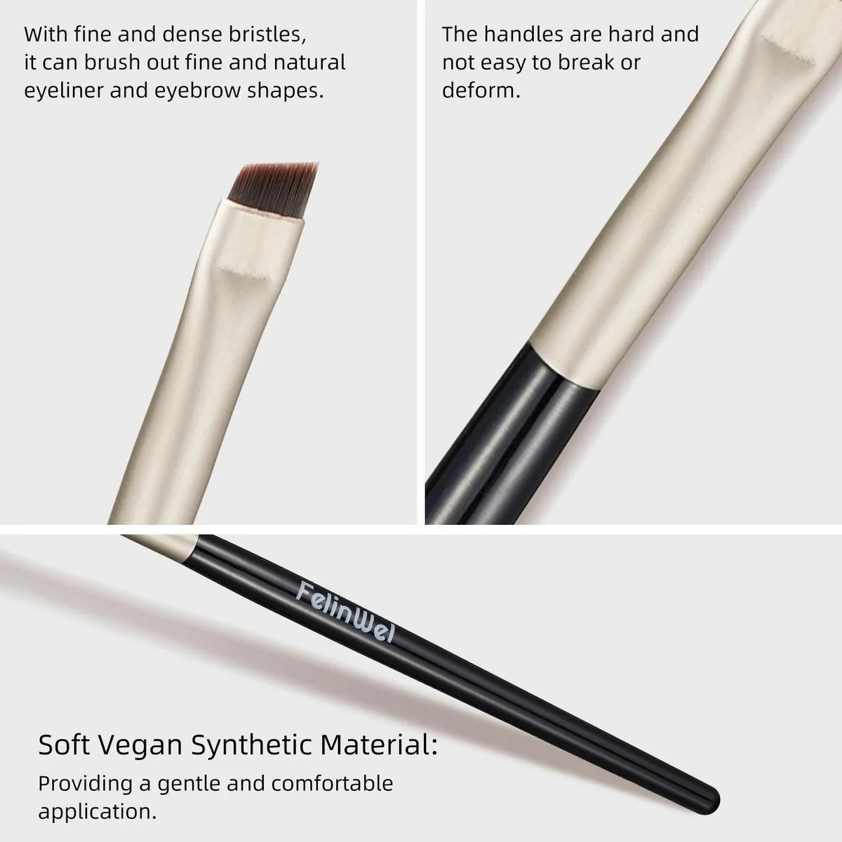 FelinWel 2 Stück abgewinkelte Eyeliner- und Augenbrauen-Make-up-Pinsel 