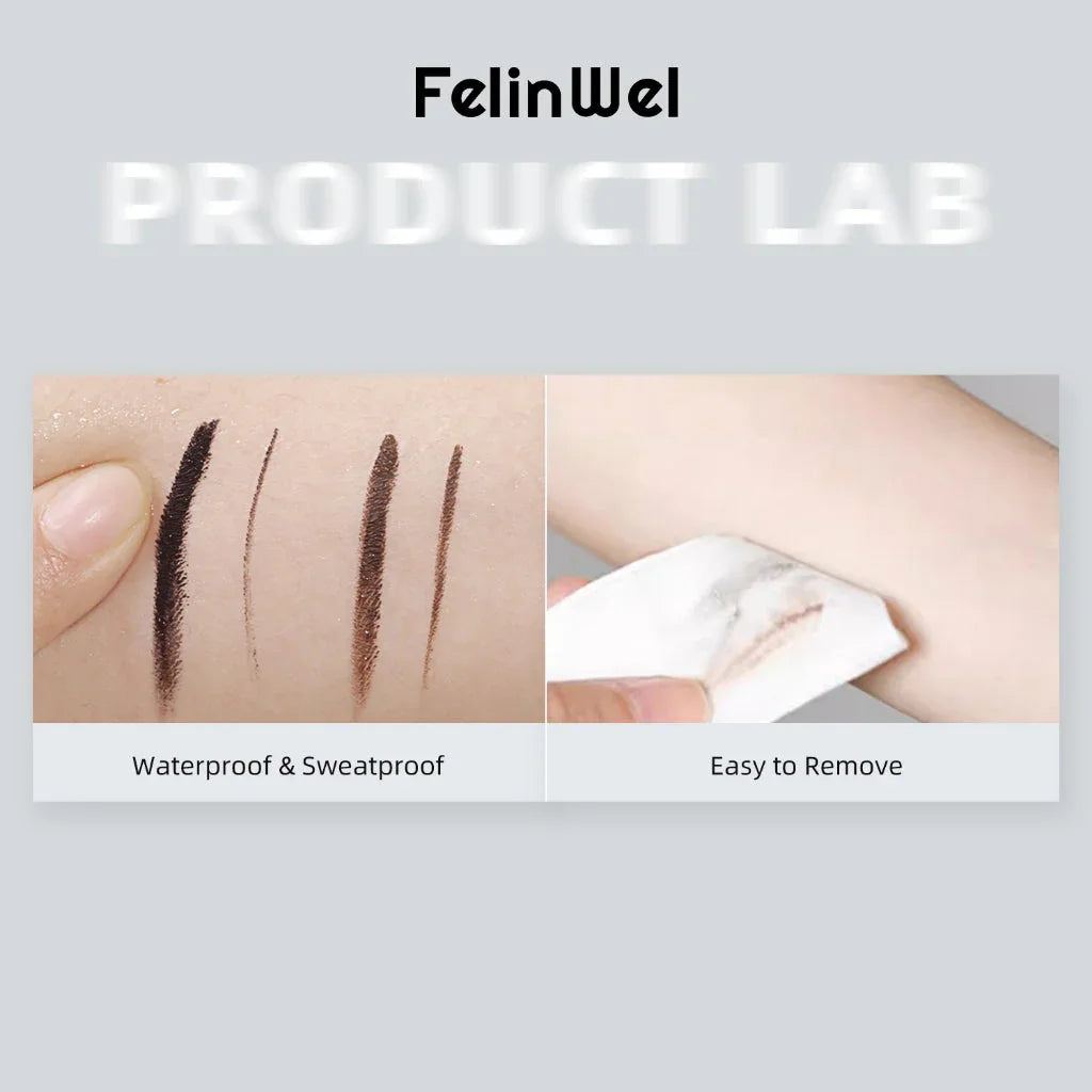 FelinWel 2-Farben-Gel-Eyeliner- und Augenbrauen-Set mit 2 Pinseln, wasserfest, wischfest 