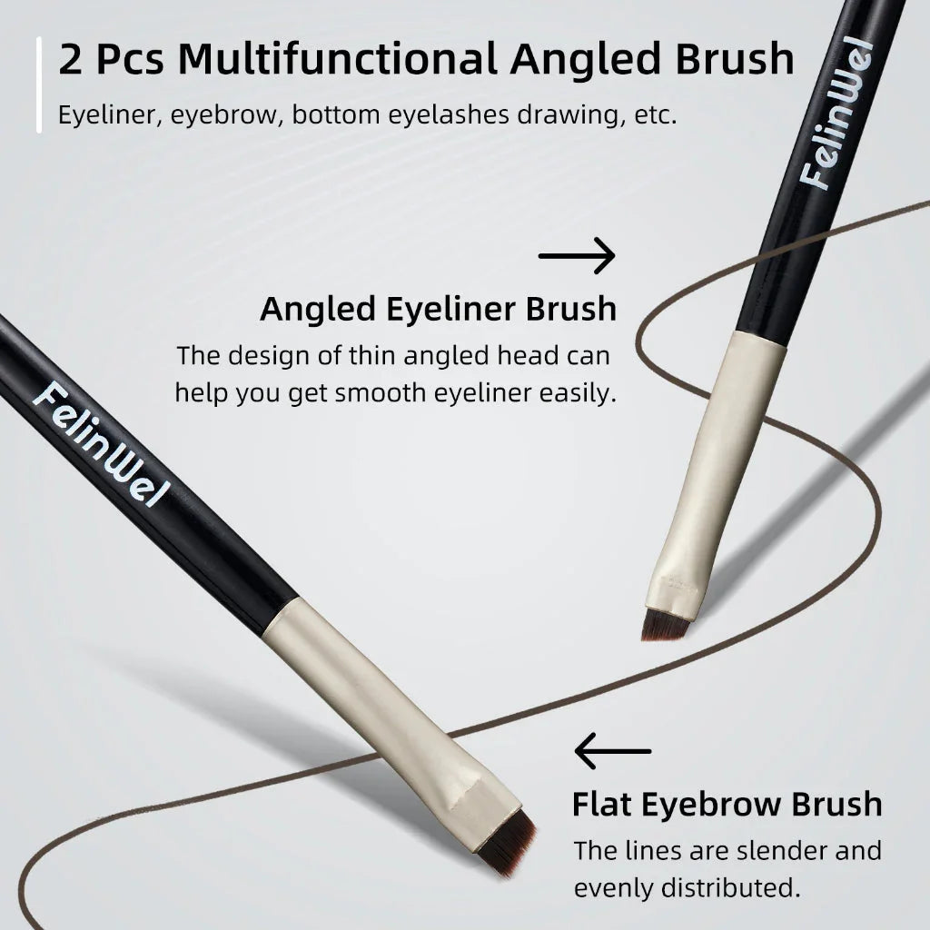 FelinWel 2-Farben-Gel-Eyeliner- und Augenbrauen-Set mit 2 Pinseln, wasserfest, wischfest 